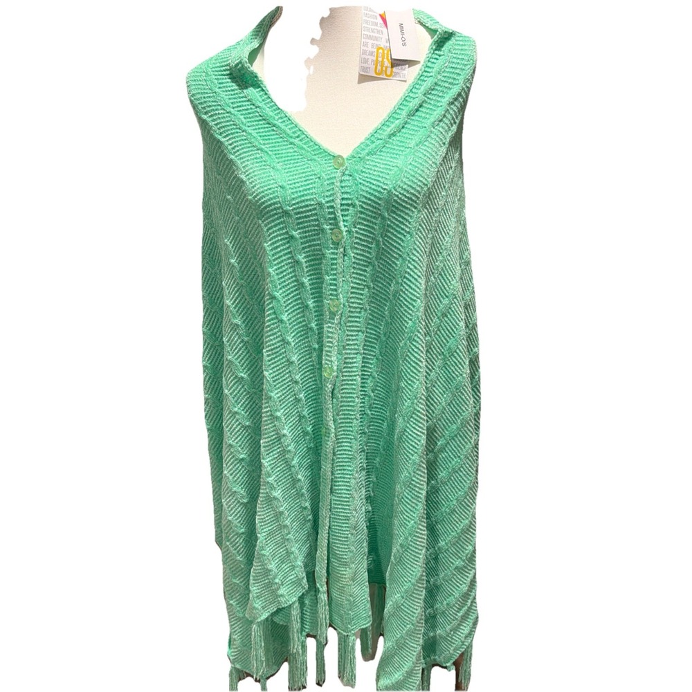 BUTTERY SOFT LULAROE ONE SIZE SEAFOAM MINT GREEN MIMI BUTTON DOWN PONCHO NWT
